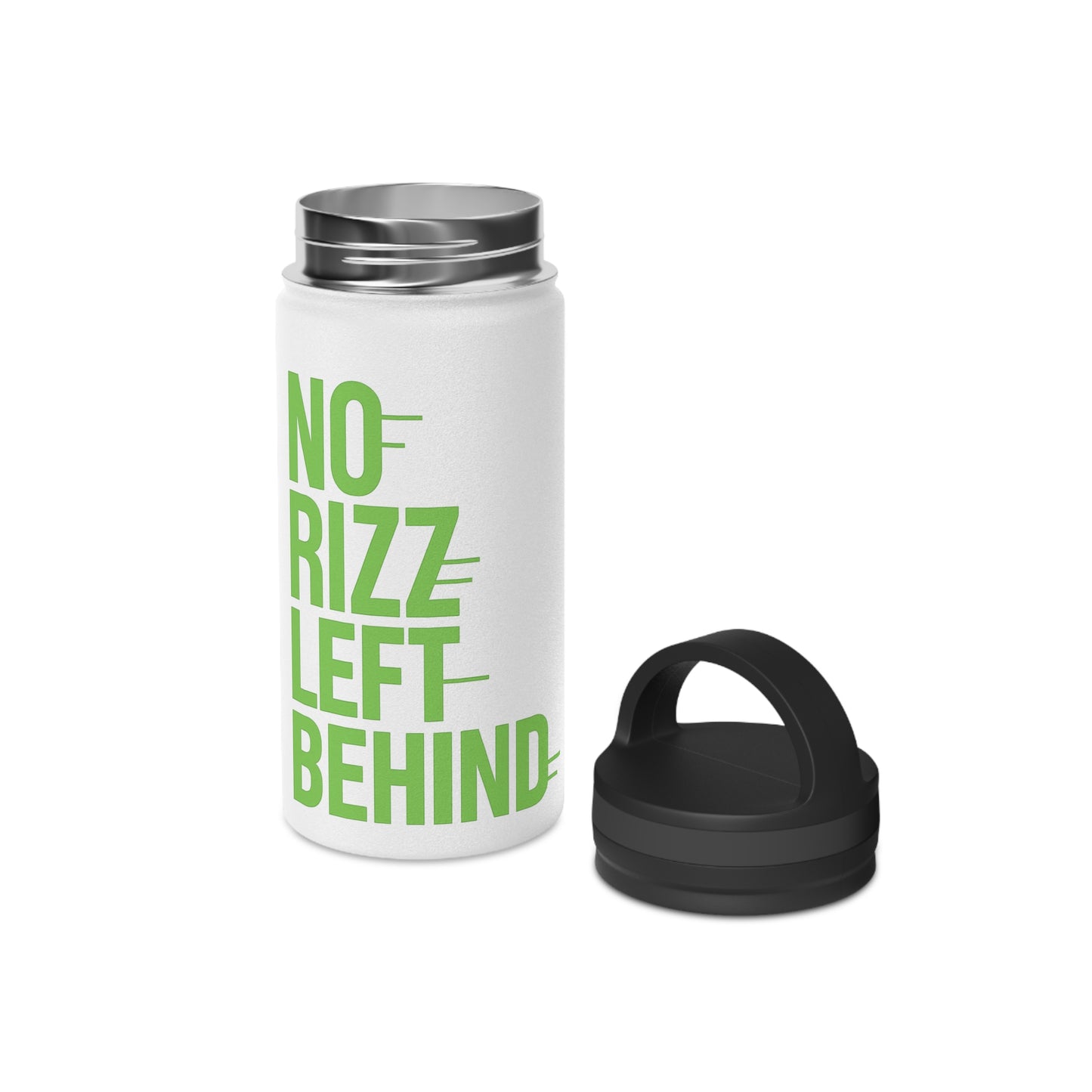eco-friendly stainless steel water bottle - no rizz left behind, 12oz double-wall insulation, bpa-free, vibrant colors, perfect for gym, hiking, and daily hydration