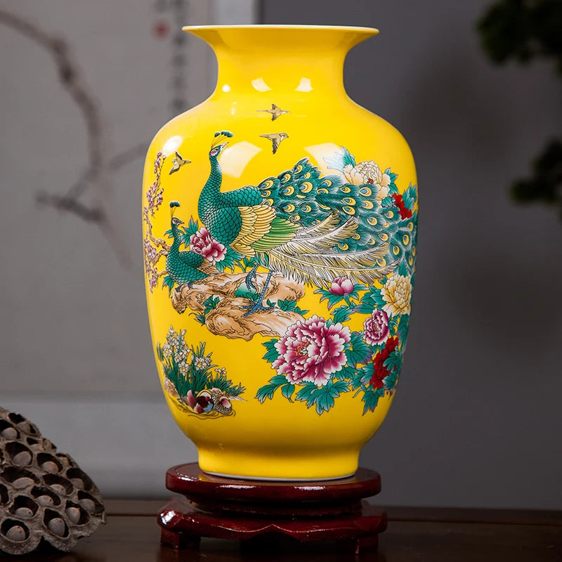 peacock design ceramic vase for kids' room
