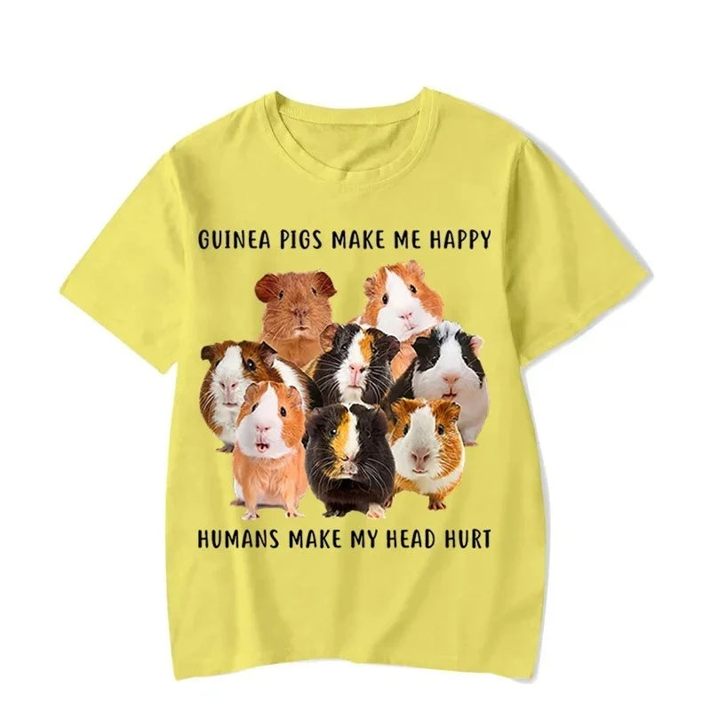 guinea pigs make me happy graphic t-shirt