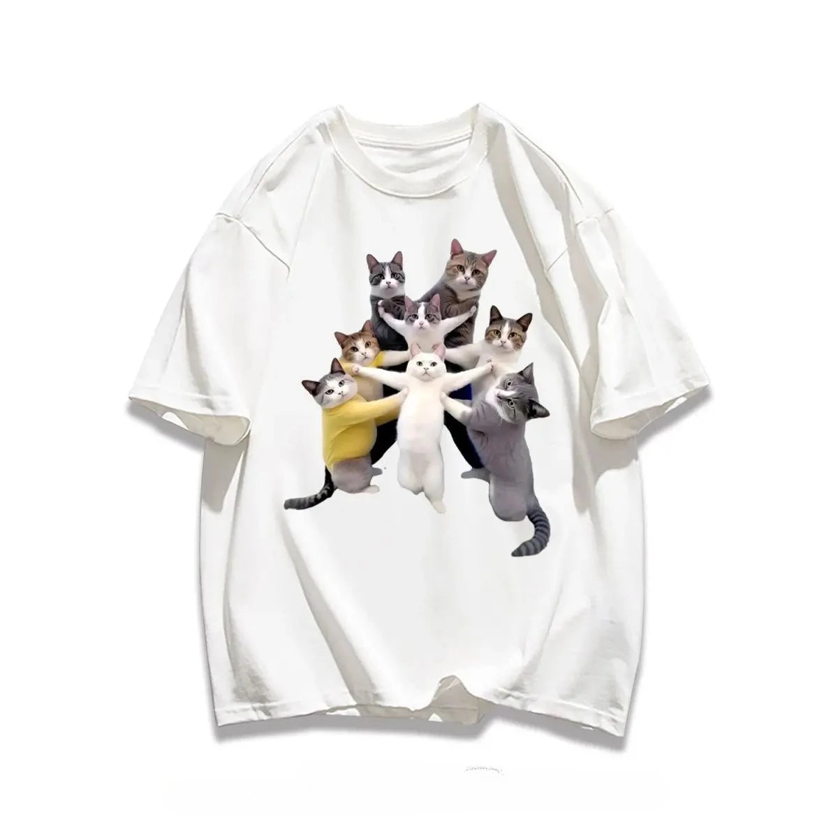 trendy cat print short-sleeved t-shirt for kids