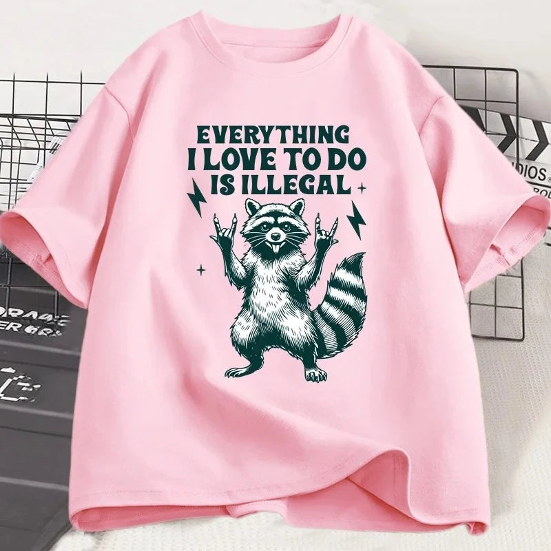 funny raccoon graphic t-shirt for kids