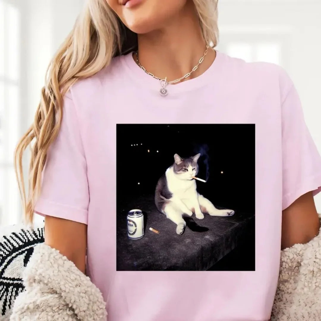 funny cat meme graphic t-shirt for kids
