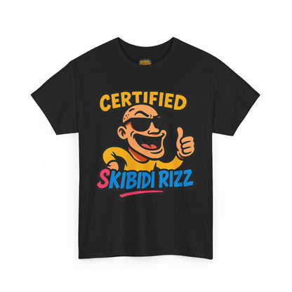 Certified Skibidi Rizz Unisex Heavy Cotton Tee Casual Fun Wear - Stylish Graphic T-Shirt for Men and Women, Soft, Comfortable, Perfect for Parties, Festivals, and Everyday Use
