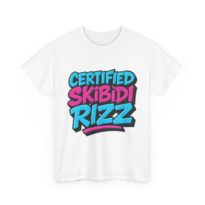 Certified Skibidi Rizz Unisex Heavy Cotton Tee - Soft Casual Tee for Teens and Young Adults - Perfect for Music Festivals, Birthdays, and Everyday Wear - Comfortable and Stylish Cotton Shirt