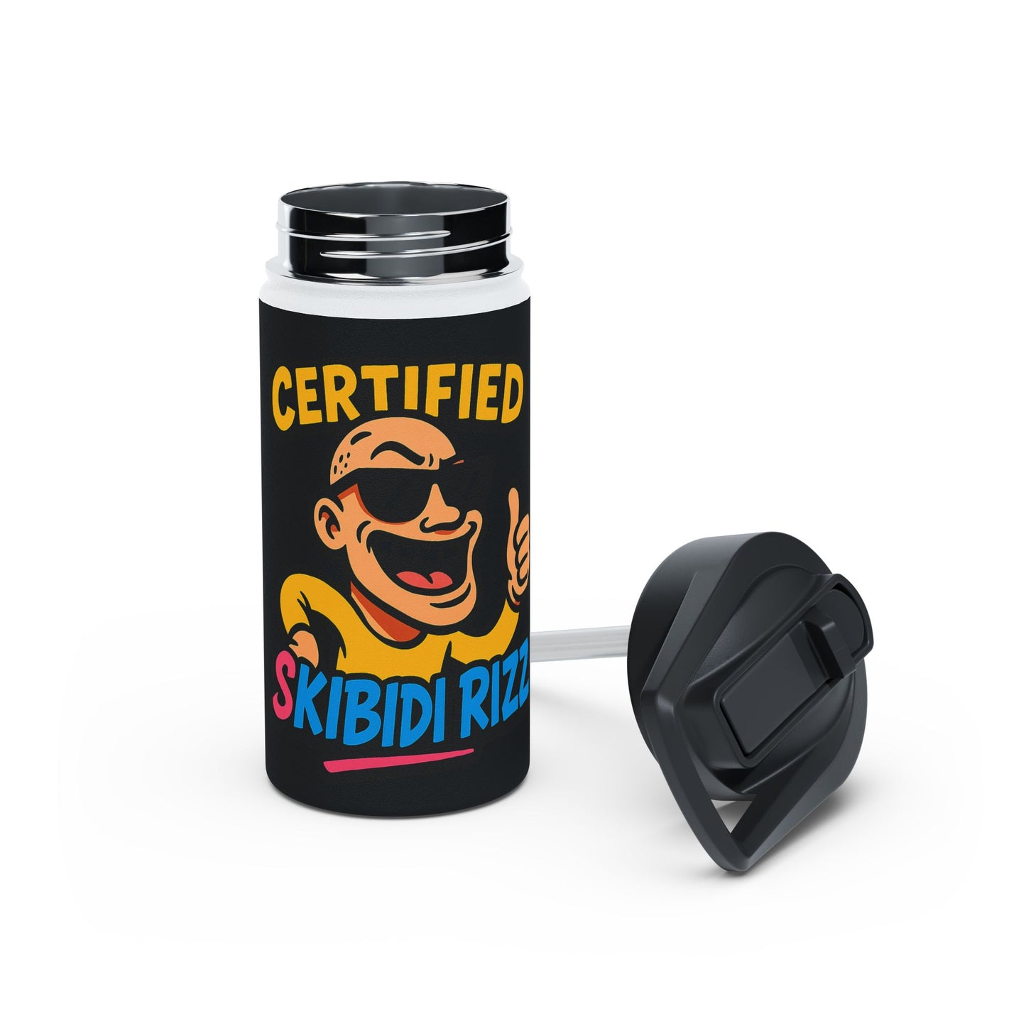 certified skibidi rizz stainless steel water bottle