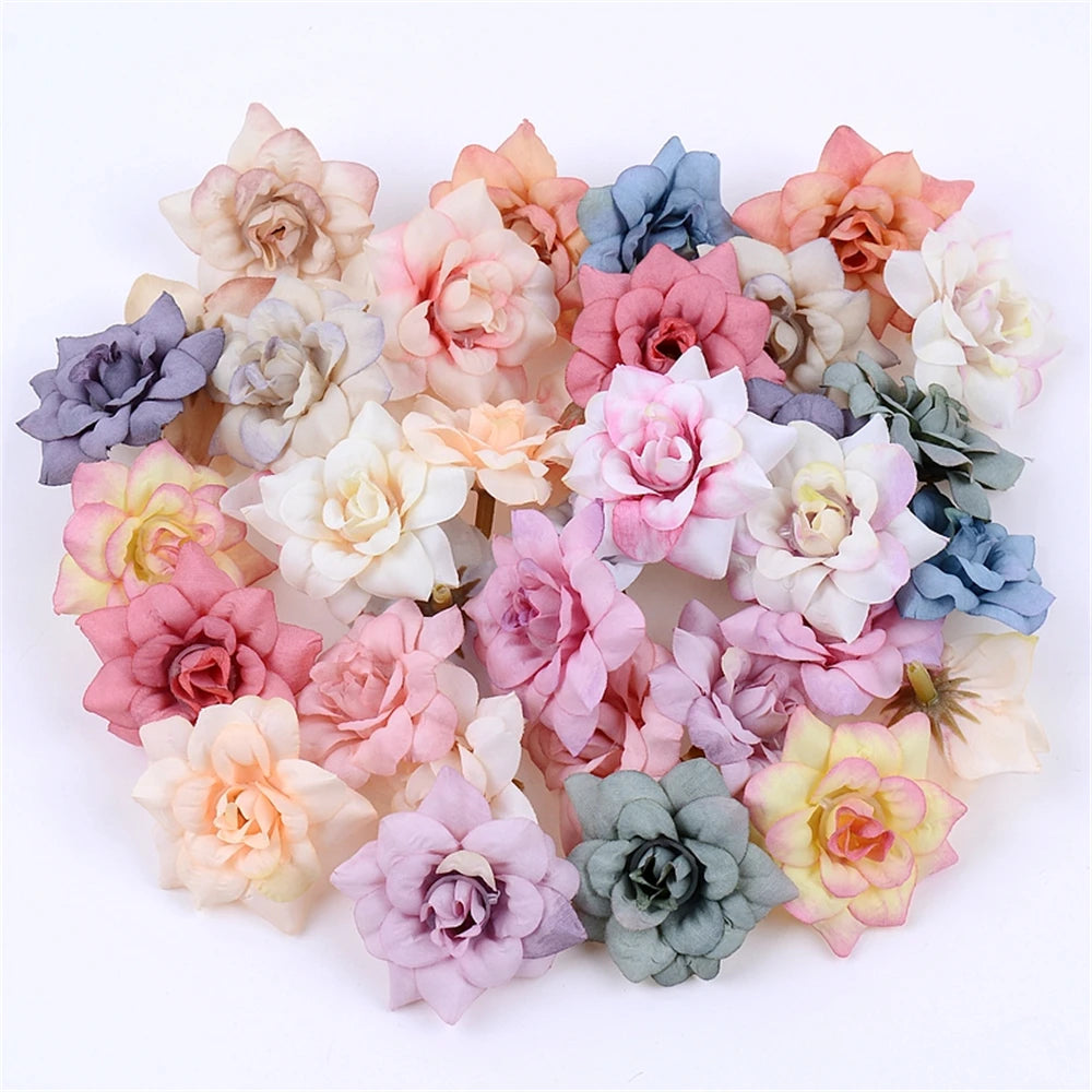 10 pcs silk rose flower heads for crafting and decor