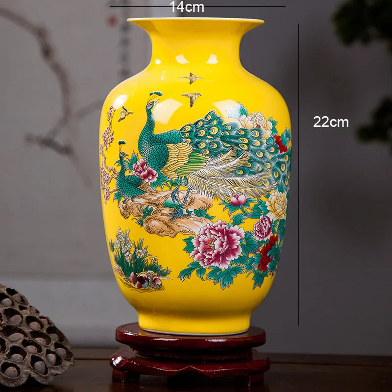 peacock design ceramic vase for kids' room
