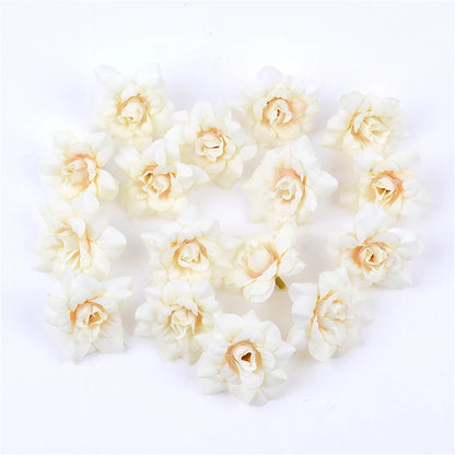 10 Pcs Silk Rose Flower Heads for Crafting and Decor