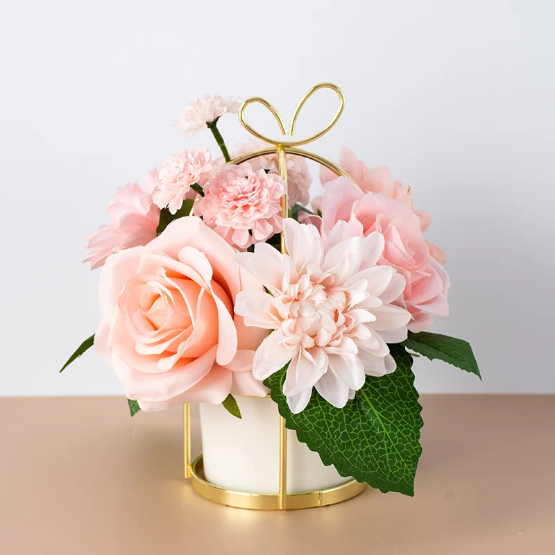 ceramic flower pot with decorative flowers