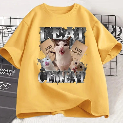 I Eat Cement Funny Cat Meme T-Shirt