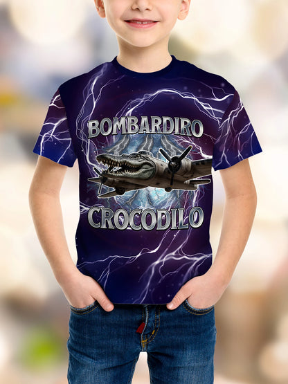 Boys' 3D Cartoon Print T-Shirt - Tung Tung Sahur