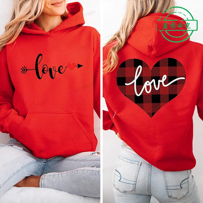Red Heart Print Hoodie for Kids