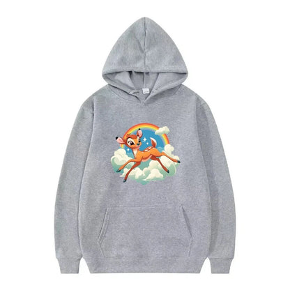 Bambi Cartoon Pattern Black Hoodie for Kids