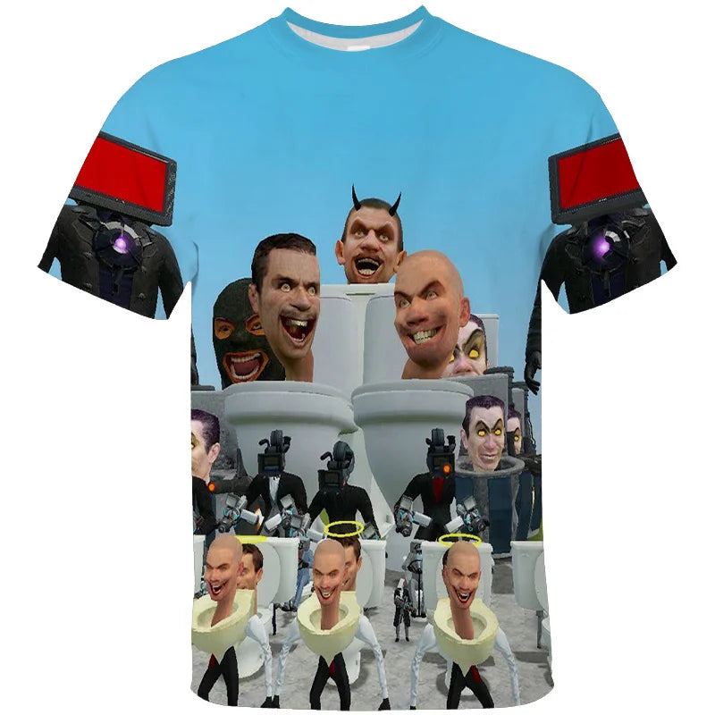 3d skibidi toilet graphic t-shirt for kids