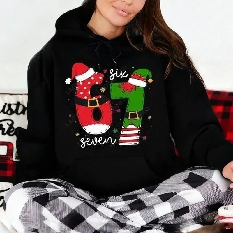 funny meme christmas 67 graphic unisex hooded sweatshirt