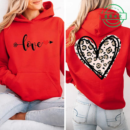Red Heart Print Hoodie for Kids