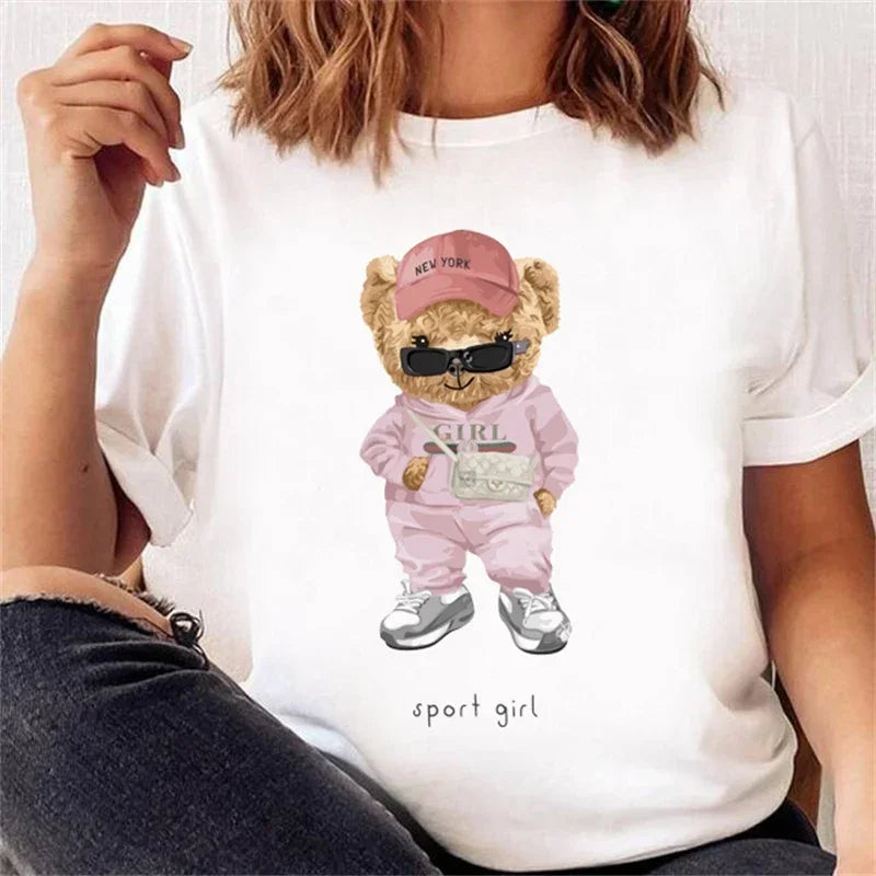 casual bear print t-shirt for kids