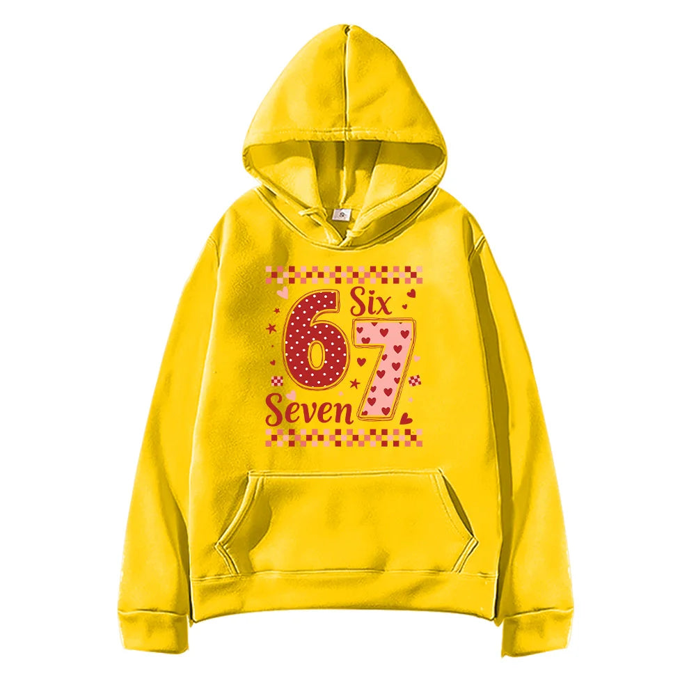 six seven valentine's day hoodie for kids