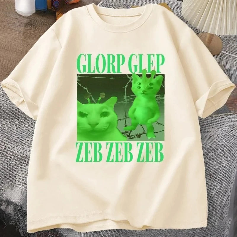 green alien cat graphic t-shirt for kids