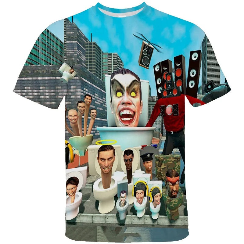 3d skibidi toilet graphic t-shirt for kids
