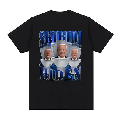 Skibidi Biden Funny Meme T-shirt for Kids and Teens