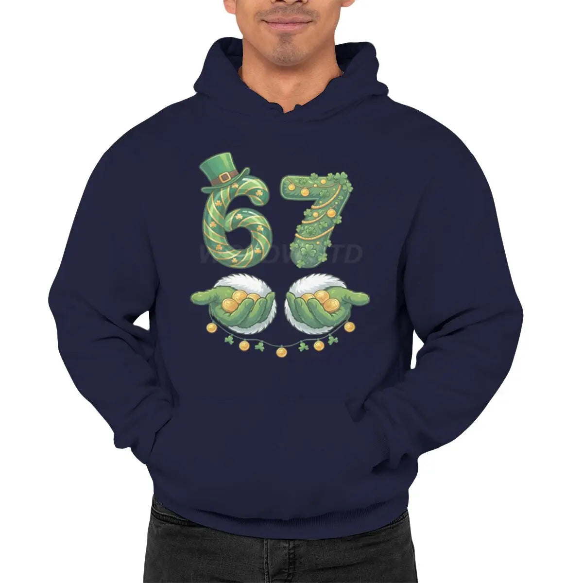 funny 67 unisex hoodie with lucky clover design