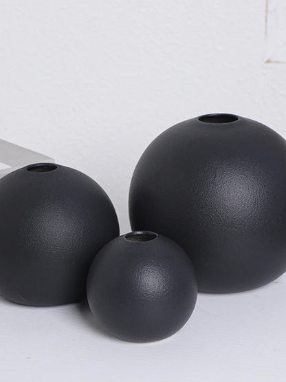 Nordic Black Ball Flower Vase - Ceramic Pot