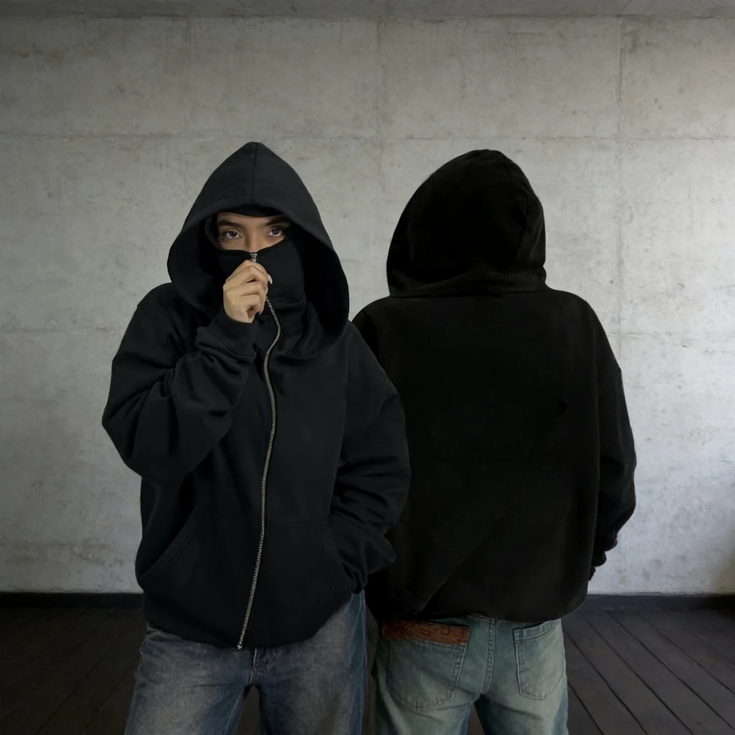 boys' black cotton hooded hoodie with cartoon prints