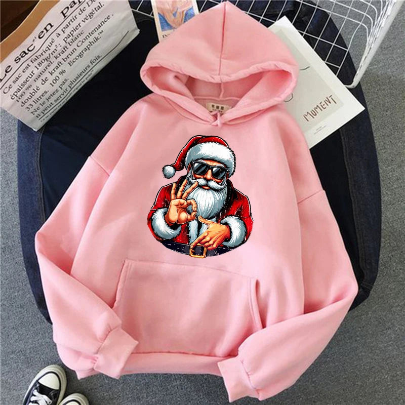 christmas santa graphic hoodie for kids