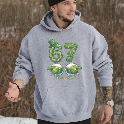Funny 67 Unisex Hoodie with Lucky Clover Design