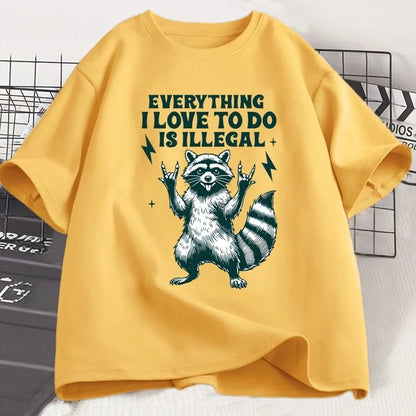 Funny Raccoon Graphic T-Shirt for Kids