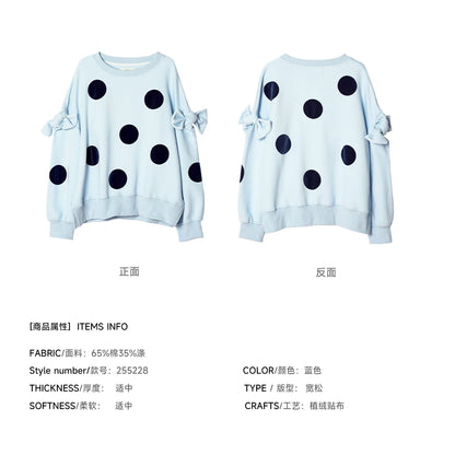 Polka Dot Bowknot Blue Hoodie for Kids