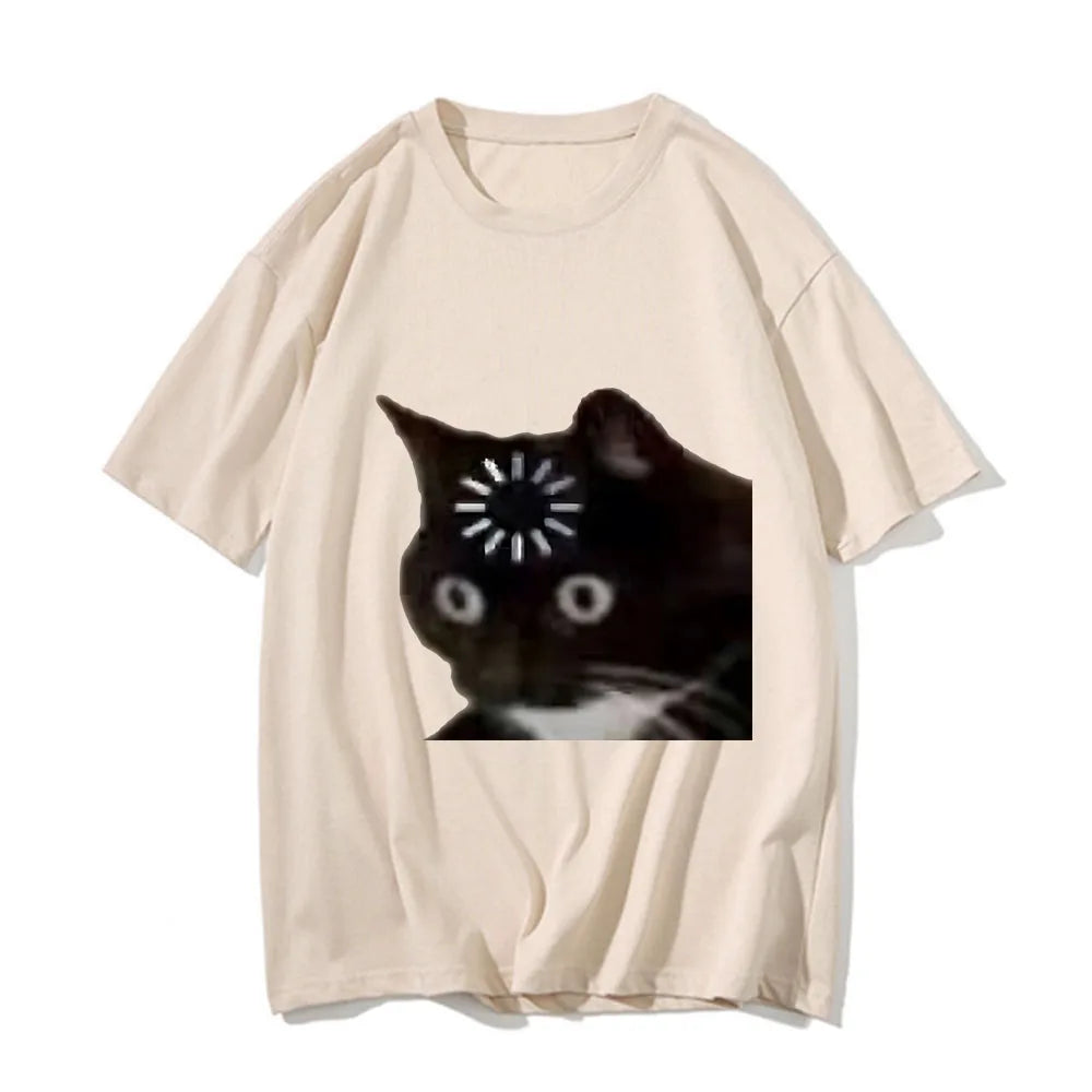 funny cat emotion print t-shirt for kids