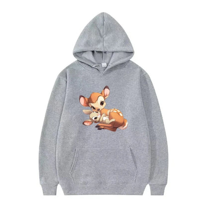 Bambi Cartoon Pattern Black Hoodie for Kids