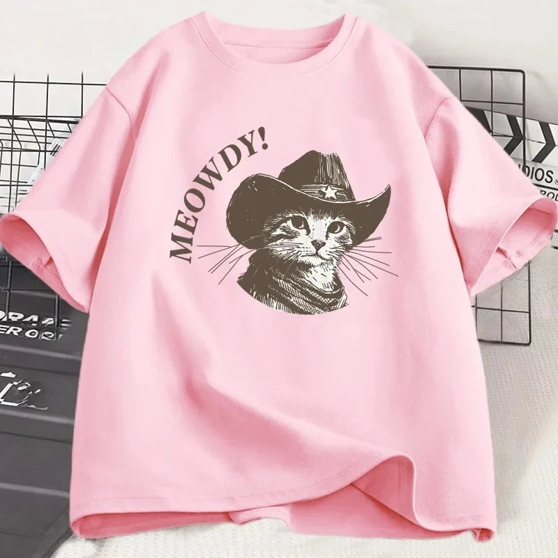 meowdy cowboy cat t-shirt for kids