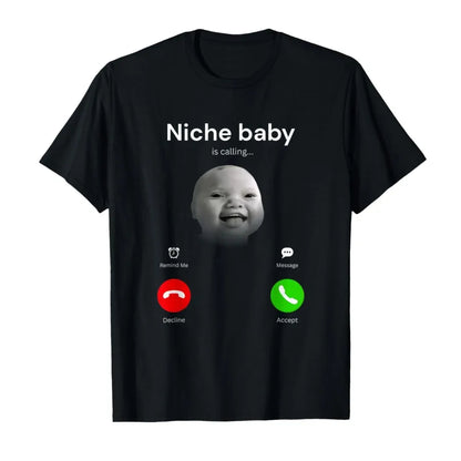 Niche Baby Calling Meme T-shirt for Kids