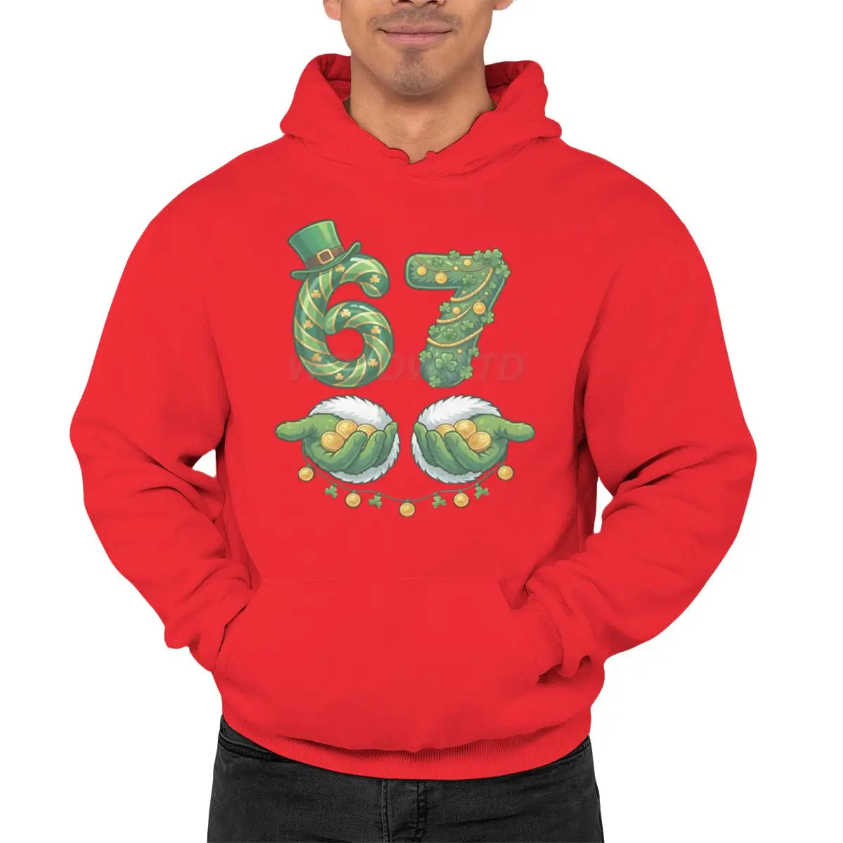 funny 67 unisex hoodie with lucky clover design