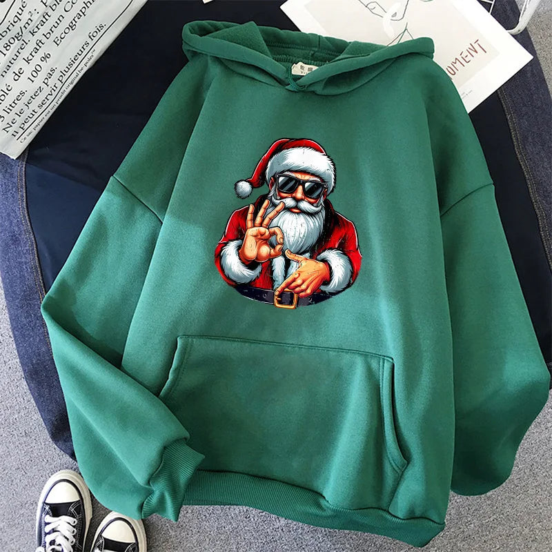 christmas santa graphic hoodie for kids