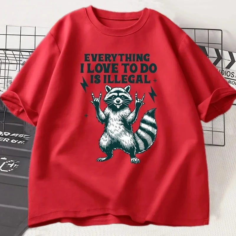 funny raccoon graphic t-shirt for kids