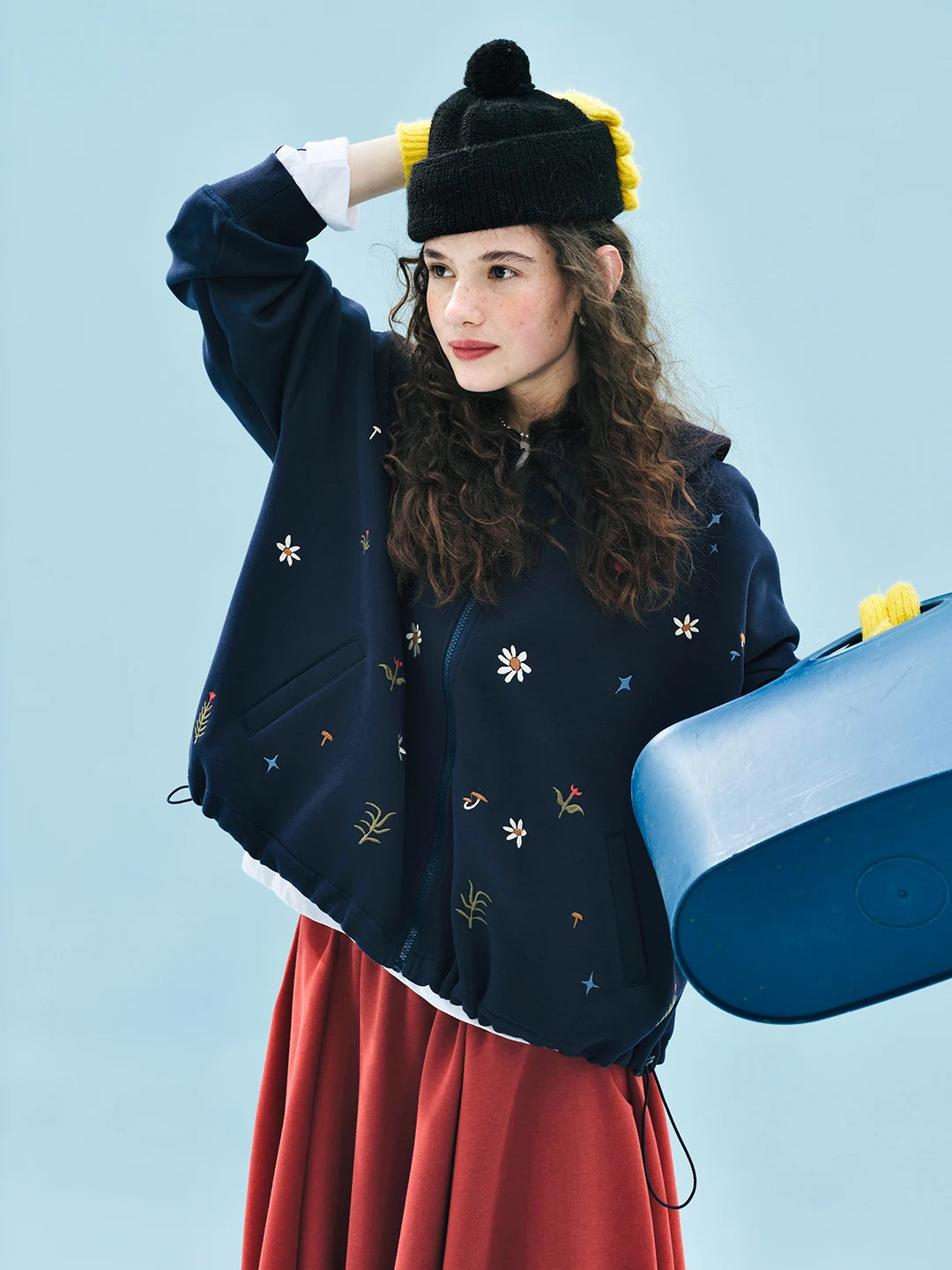 cute vintage floral zip-up hoodie for kids