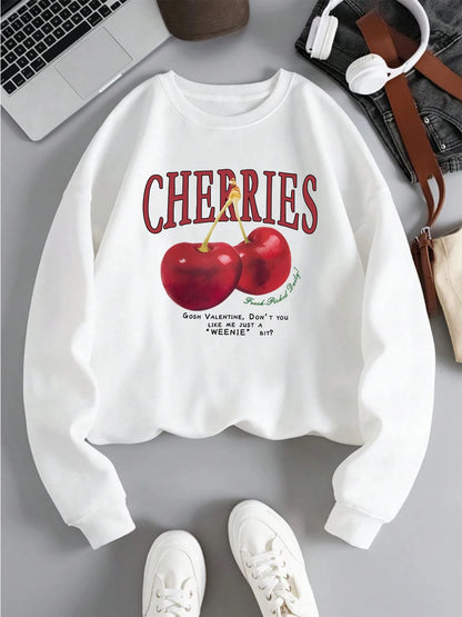 Bright Red Cherry Print Hoodie for Kids
