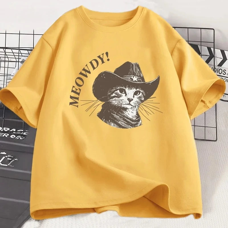 meowdy cowboy cat t-shirt for kids