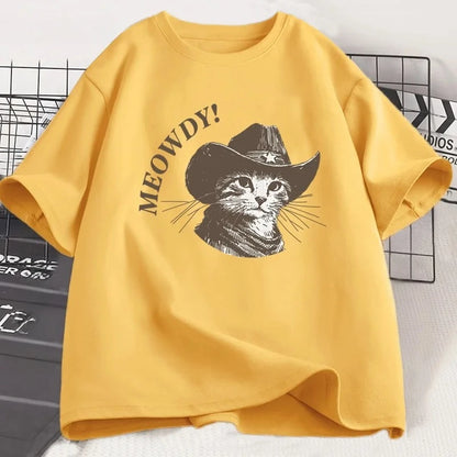 Meowdy Cowboy Cat T-Shirt for Kids