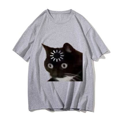 Funny Cat Emotion Print T-shirt for Kids