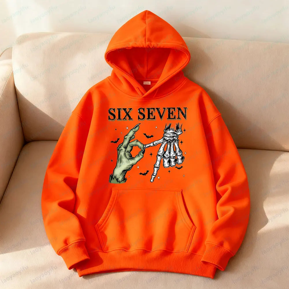 six seven meme skeleton hands hoodie