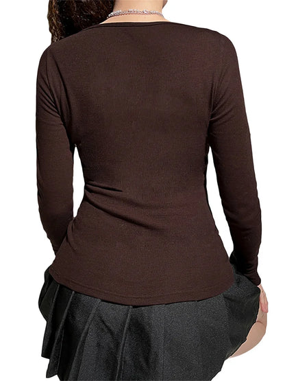 Girls' Long Sleeve Knitted Top with Lace Detail