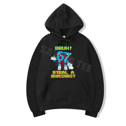 Bruh 67 Meme Hoodie - Fun Brainrot Design