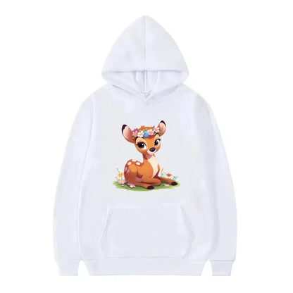 Bambi Cartoon Pattern Black Hoodie for Kids