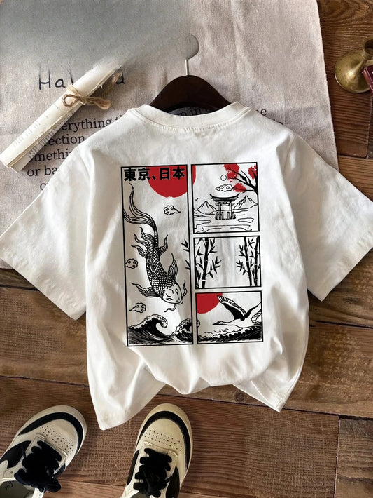 Junior Koi and Bamboo Print T-shirt
