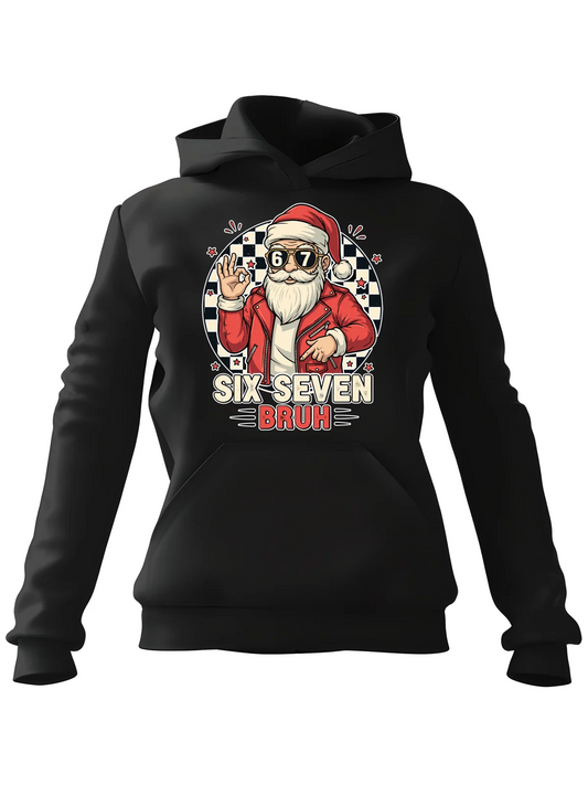 Santa Claus Printed Cotton Hoodie for Kids